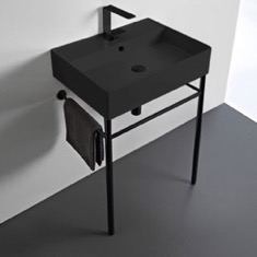 Small Black Console Sink, Modern, 24 inch